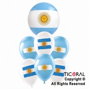 SET DE GLOBOS METALIZADO BANDERA ARGENTINA X 7 UNIDADES